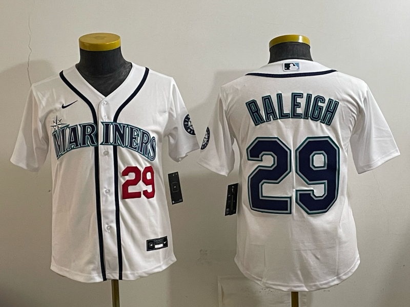 youth 2026 Seattle Mariners #29 Raleigh white Nike MLB Jersey 003